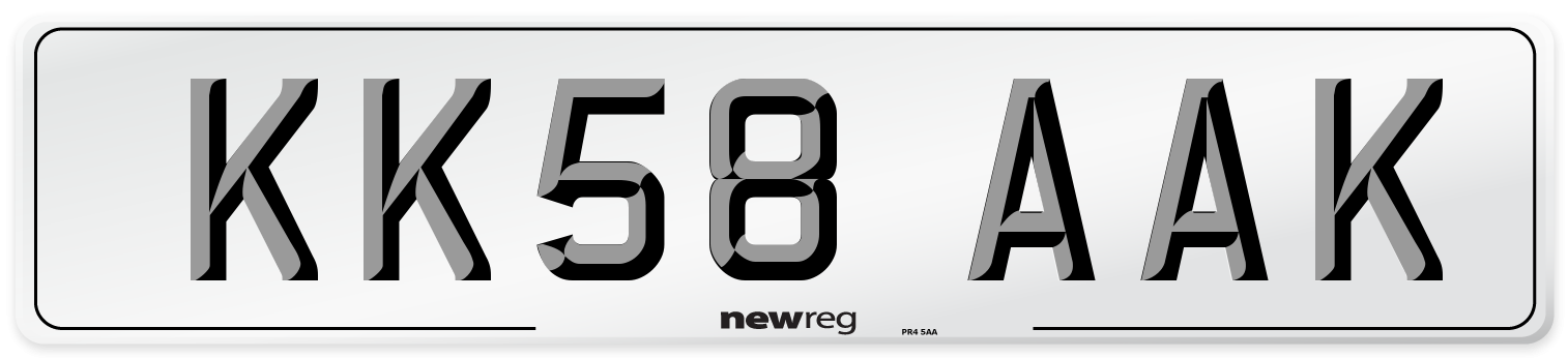 KK58 AAK Number Plate from New Reg